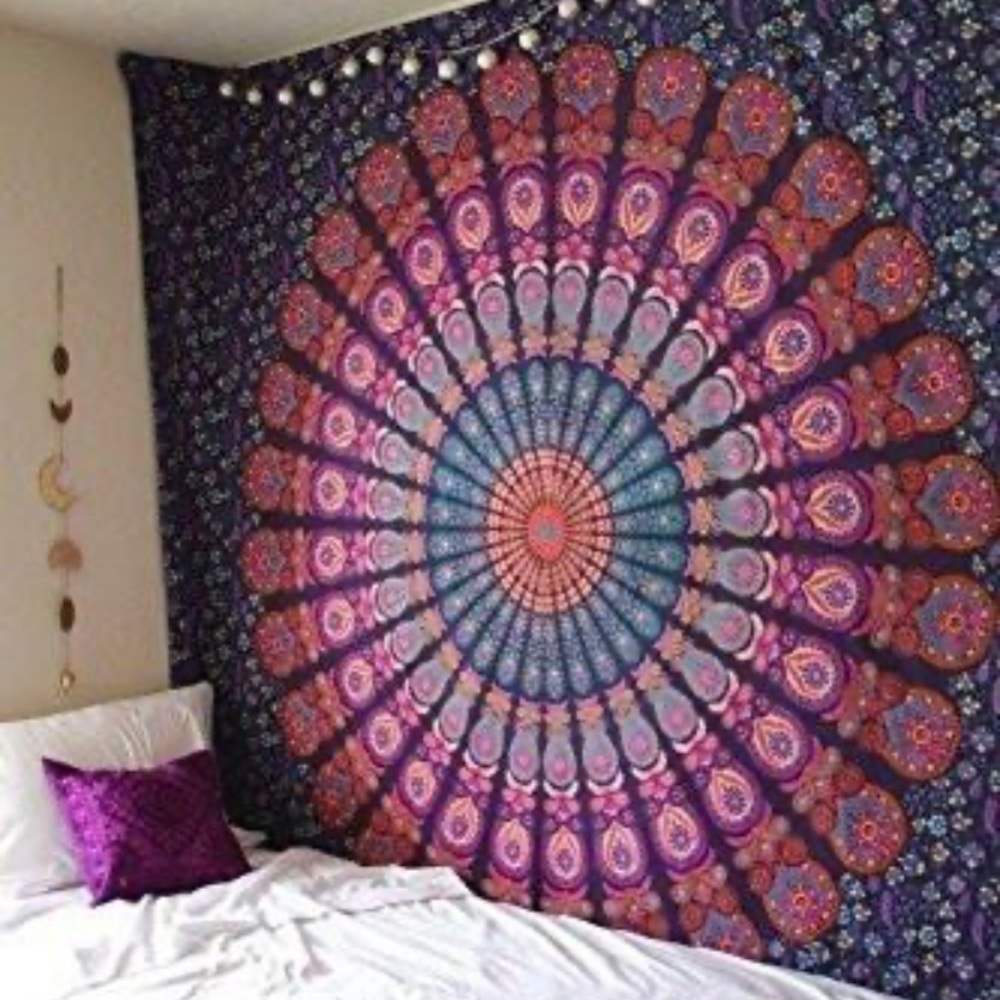 Purple Peacock Mandela Tapestry